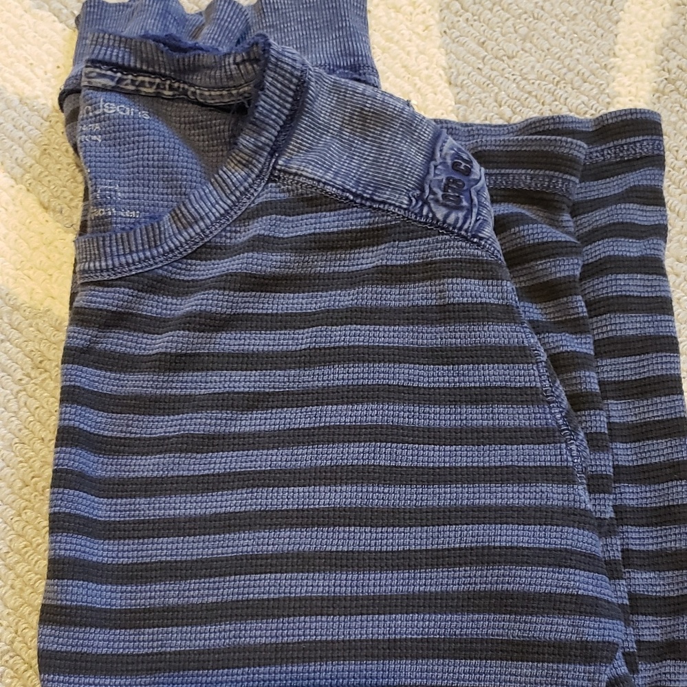 Mens Long Sleeve Striped Thermal Tee
